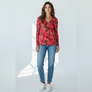 NWT J. Jill Floral Rose Blouse Pink Size Small